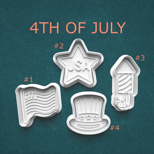 Fourth of July Cookie & Clay Cutter Set ~ USA, Rocket, Flag & Star