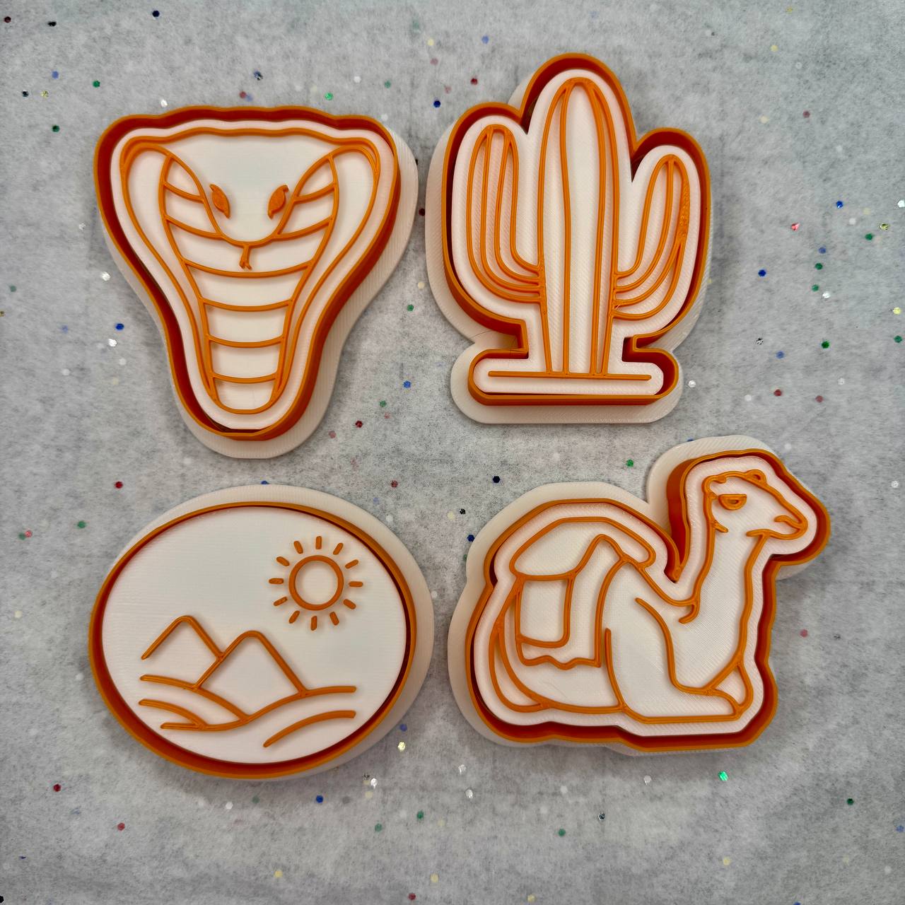 Desert Cookie Cutters – Cactus, Cobra, Pyramids & Camel (Tiny to Large)