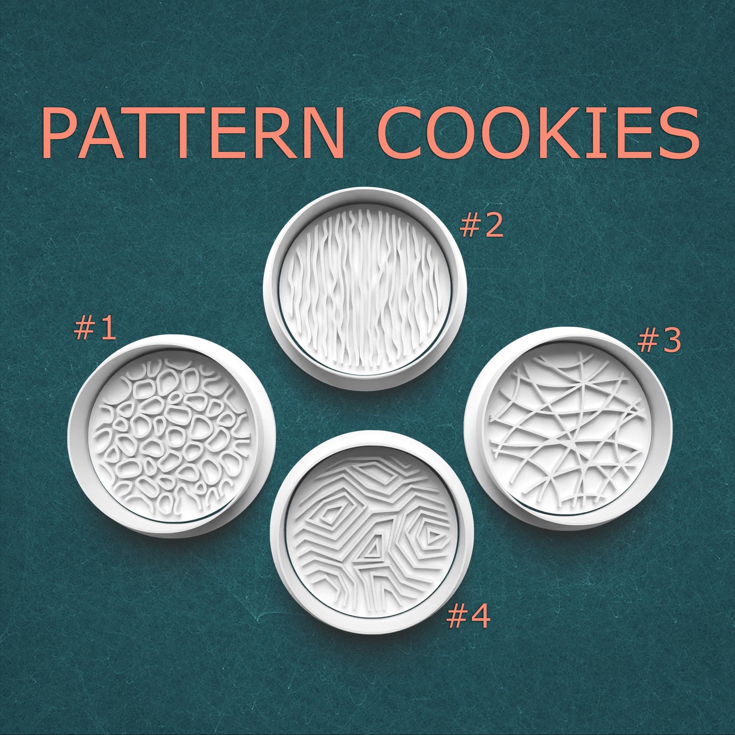 Pattern Cookie Stamp Set – 4 Unique Textured Cookie Designs