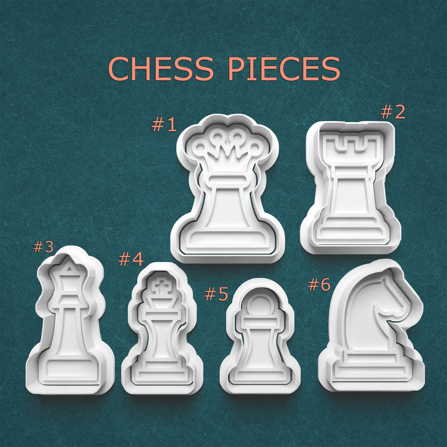 Chess Pieces Cookie Cutter & Stamp Set – 6 Styles Available