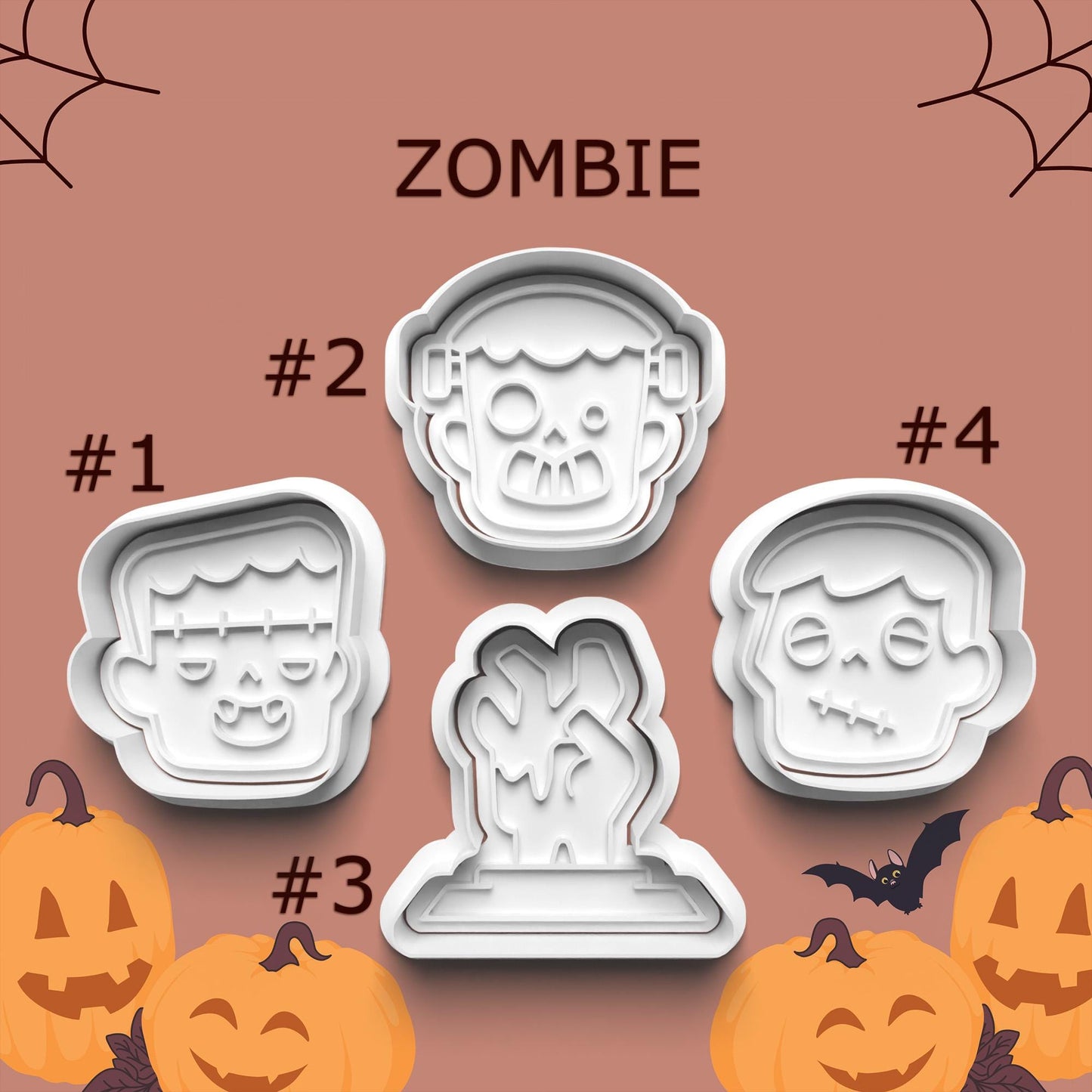 Zombie Cookie Cutter Set – 4 Ghoulish Halloween Designs