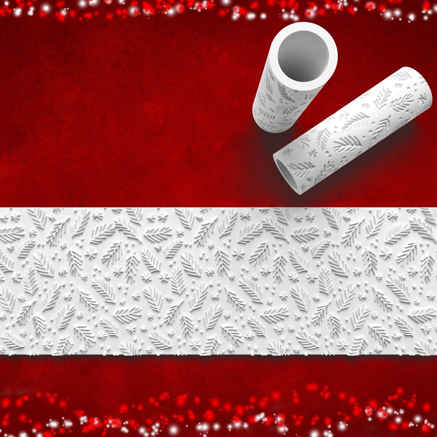 Pine Needles Texture Roller – Embossed Holiday Design for Clay & Fondant