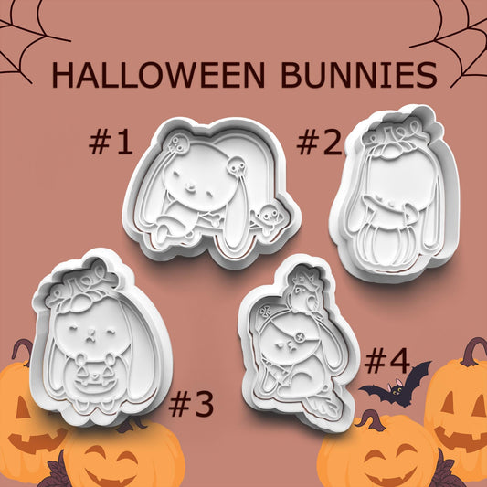 Halloween Bunnies Cookie Cutter Set – 4 Adorably Spooky Bunny Designs