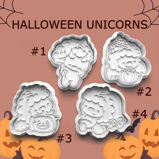 Halloween Unicorns Cookie Cutter Set – 4 Whimsical Spooky Unicorn Designs
