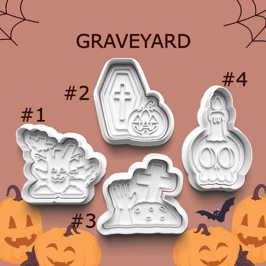 Graveyard Cookie Cutter Set – 4 Spooky Halloween Shapes