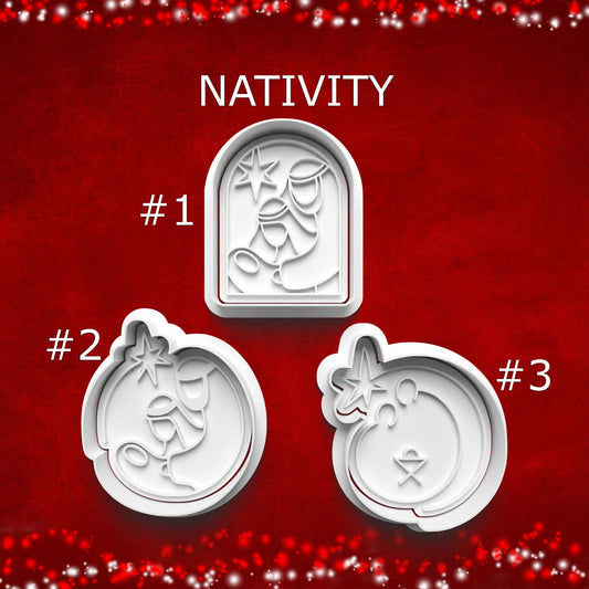 Nativity Scene Cookie Cutters + Stamps ~ Christmas Clay Cutters for Baking & Crafts