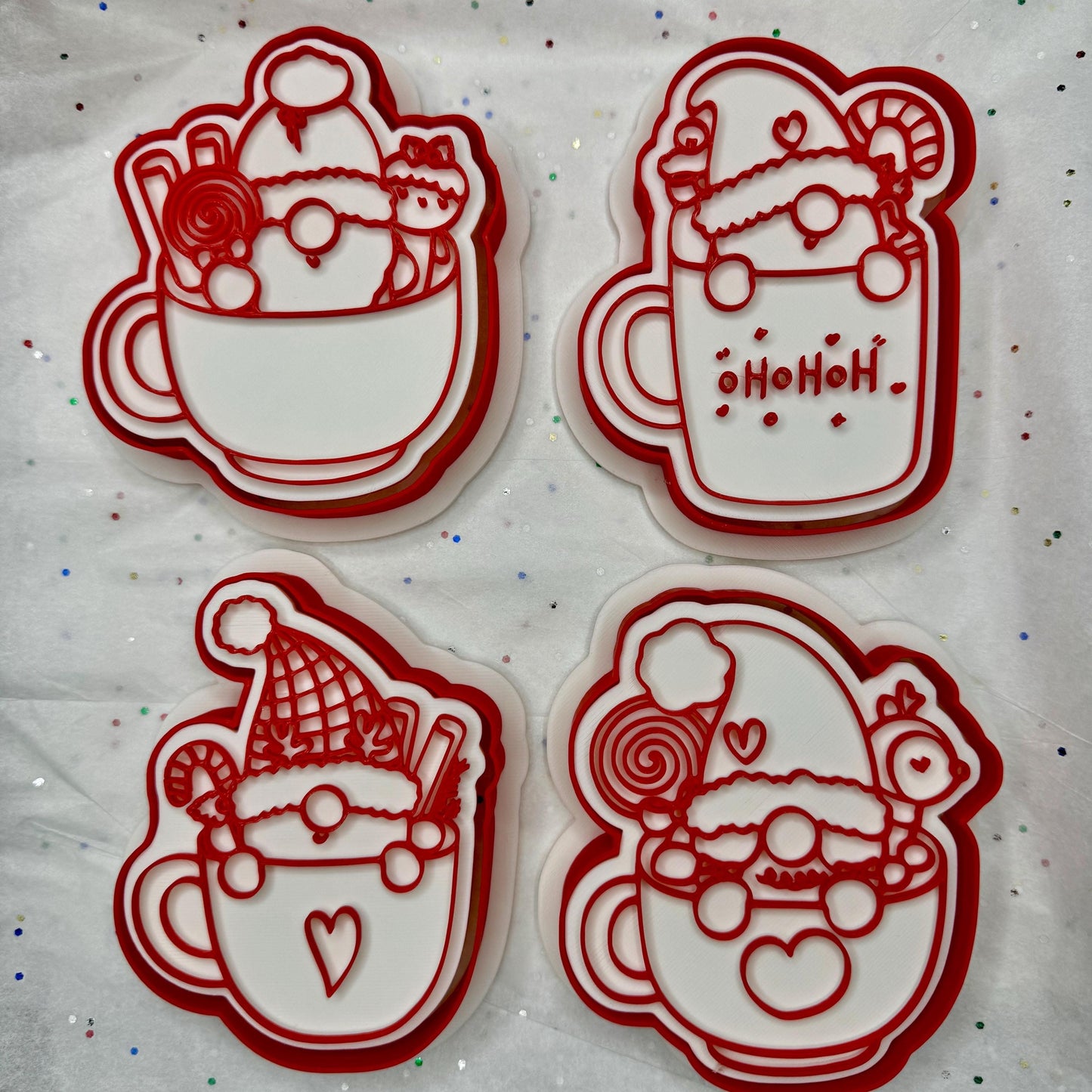 Christmas Gnome Cups Cookie Cutter & Stamp Set – 4 Styles Available