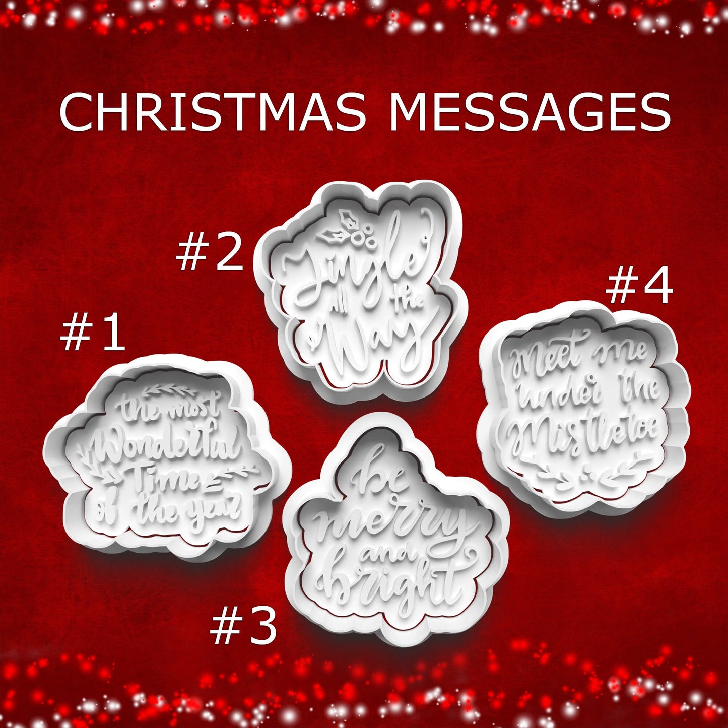 Christmas Message Cutter & Stamp Set – Holiday Greeting Cookie Set
