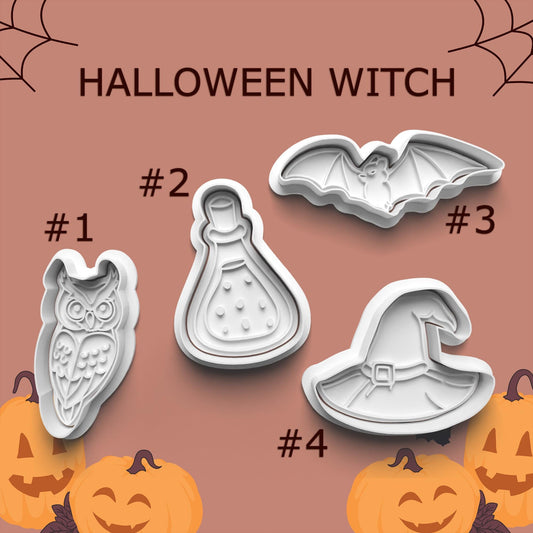 Halloween Witch Cookie Cutter Set – Owl, Potion, Bat & Hat