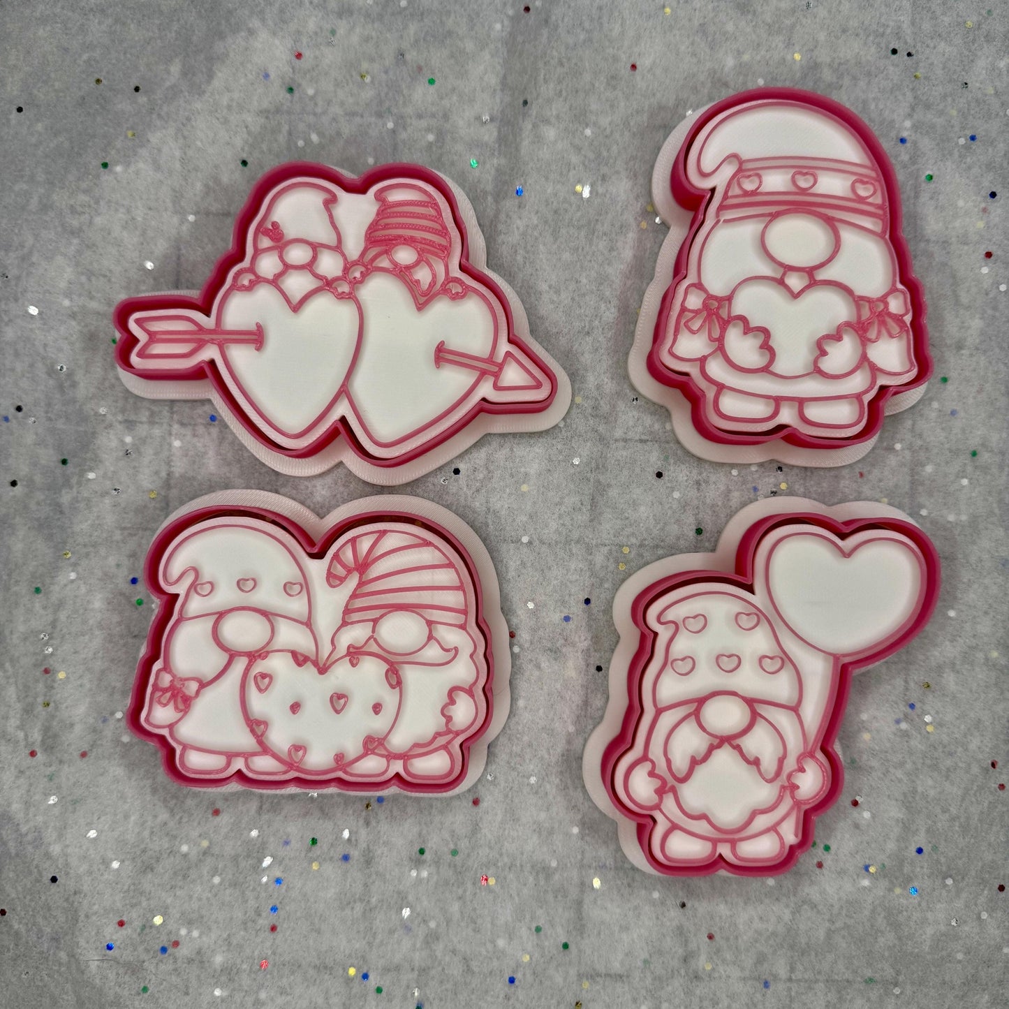 Valentine’s Day Gnome Cookie Cutter Set – 4 Adorable Love Gnomes