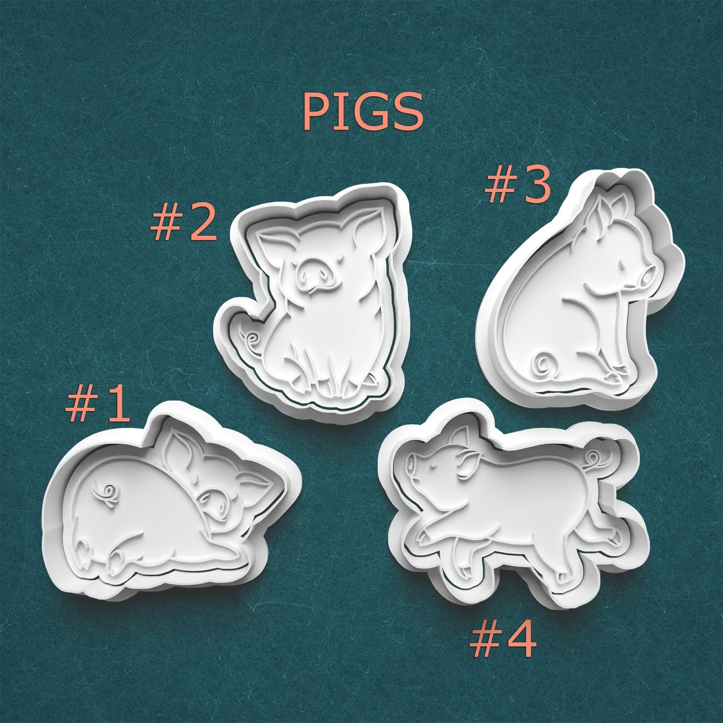 Pig Cookie Cutter & Stamp Set – 4 Styles Available