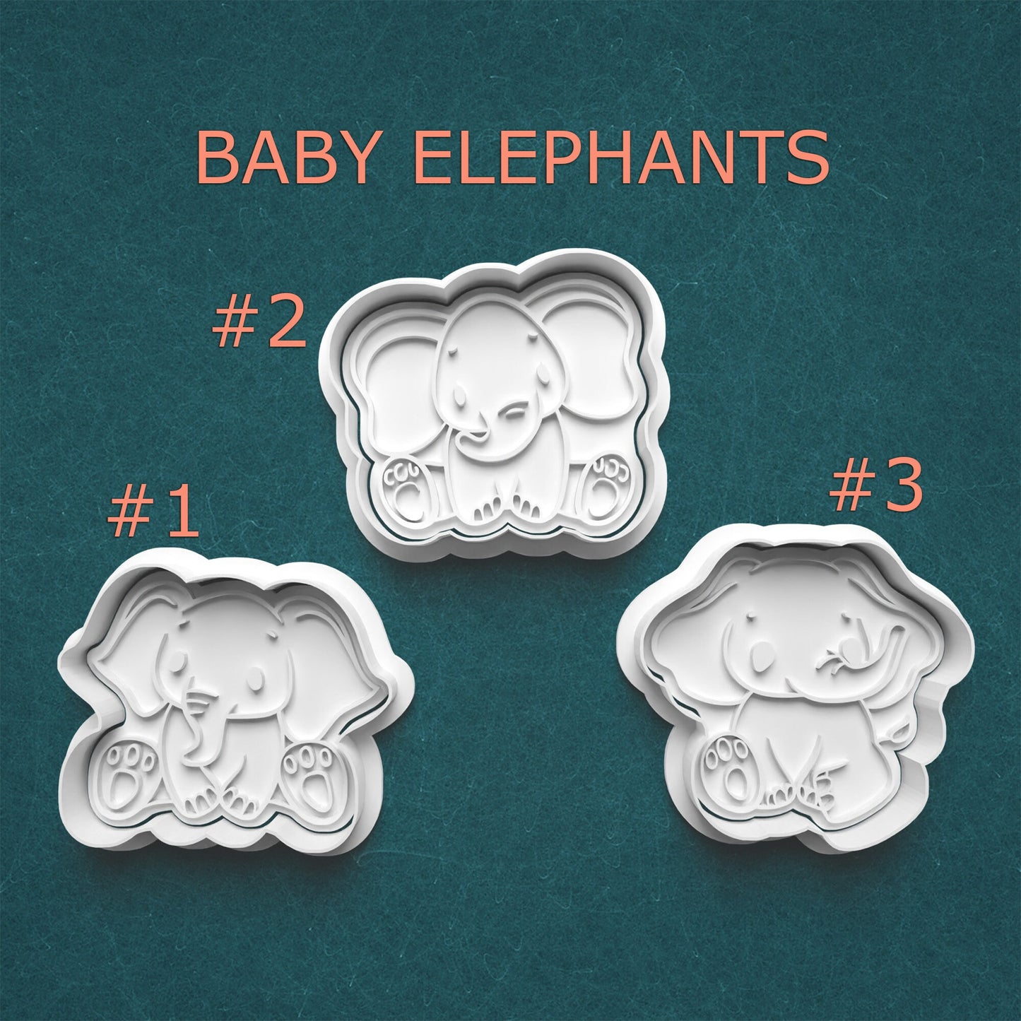 Baby Elephant Cookie Cutter Set – 3 Adorable Designs