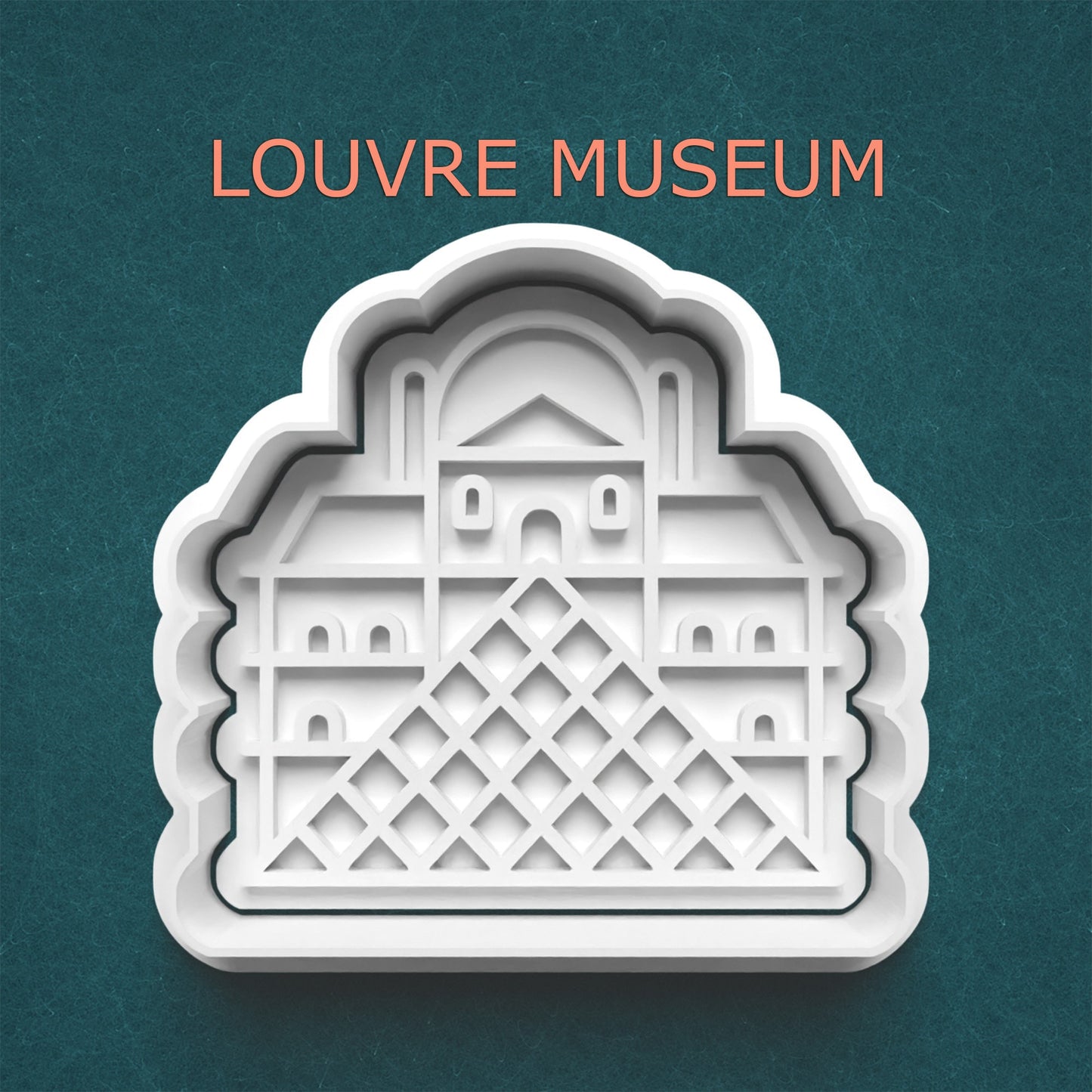 Louvre Museum Cookie Cutter – Paris Landmark with Glass Pyramid Design