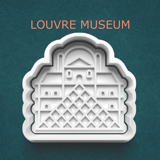 Louvre Museum Cookie Cutter – Paris Landmark with Glass Pyramid Design