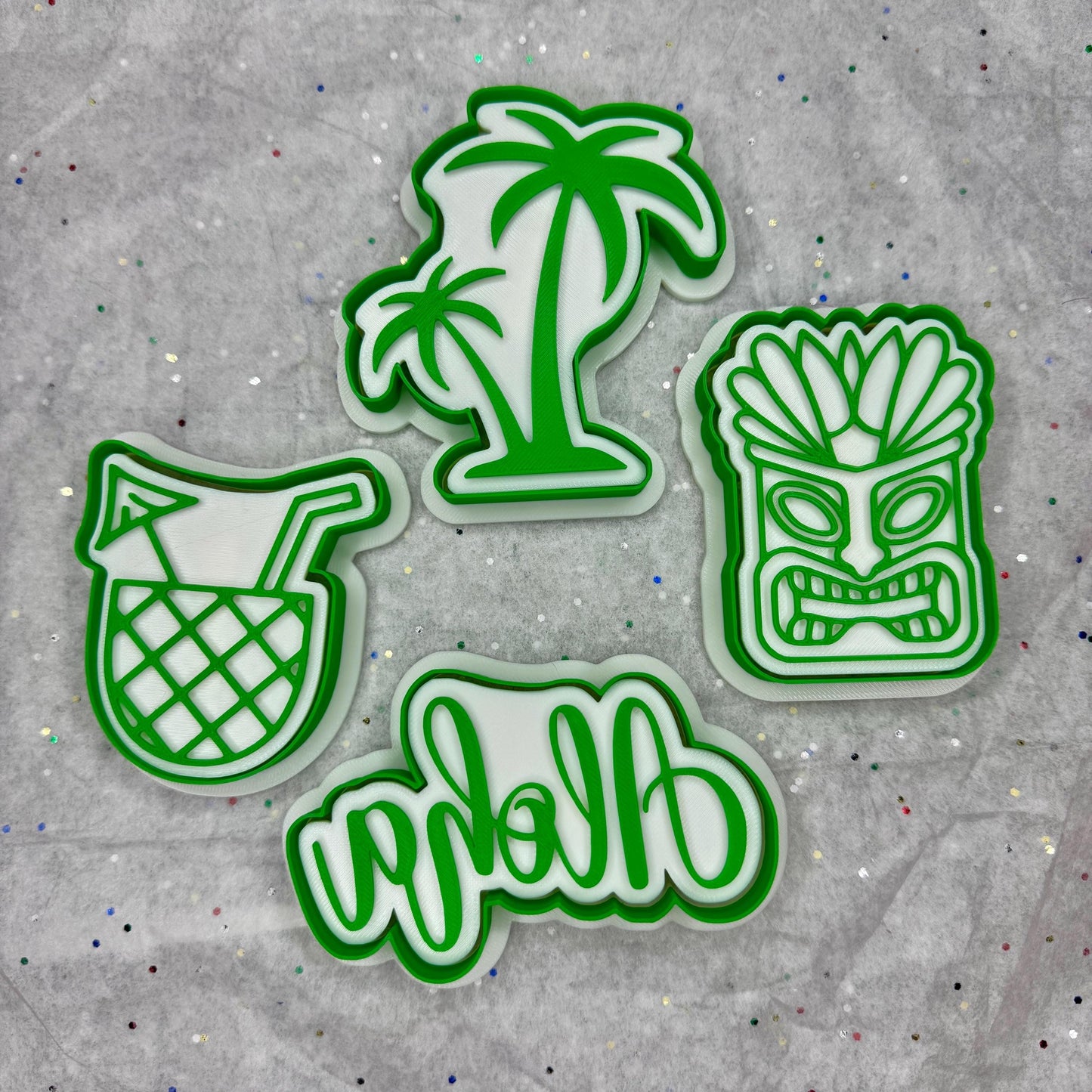 Tiki Luau Cookie Cutters – 4-Piece Set for Tropical Party Fun