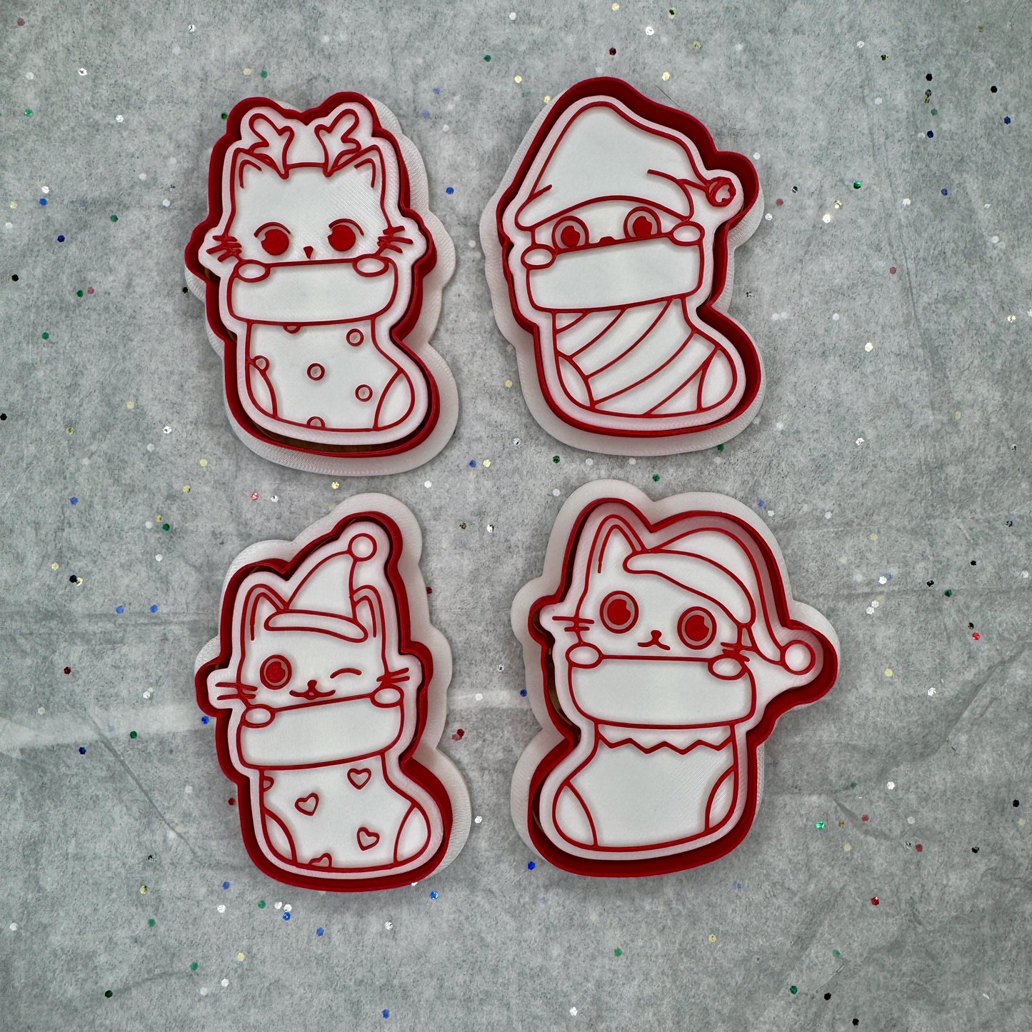Stocking Cats Cookie Cutter & Stamp Set – 4 Styles Available