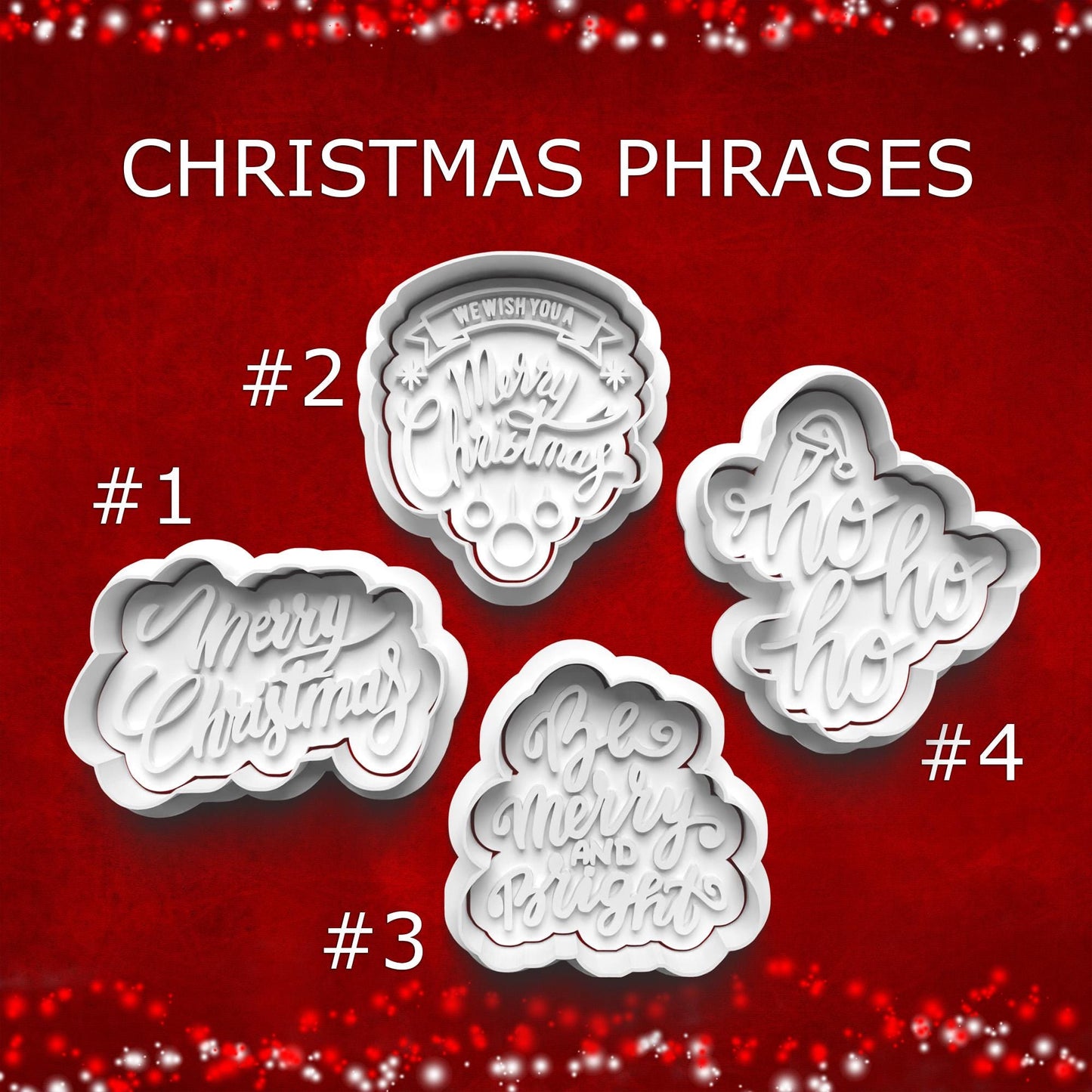 Christmas Phrase Cookie Cutter & Stamp Set – 4 Festive Sayings Available