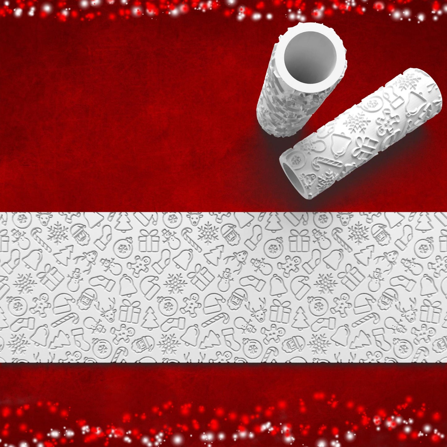 Christmas Embossing Roller - Holiday Pattern for Baking & Crafts