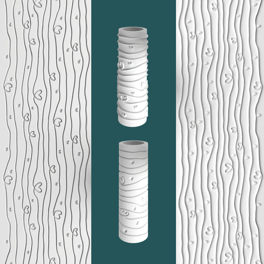 Heart Waves Embossing Roller - Love Pattern for Baking & Crafts