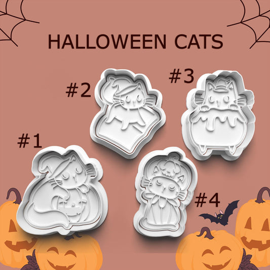 Halloween Cat Cookie Cutter & Stamp Set – 4 Styles Available