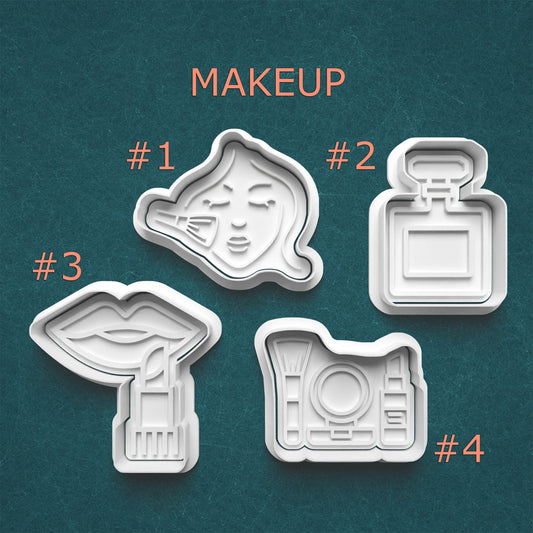 Makeup Cookie Cutter & Stamp Set – Face, Perfume, Lipstick & Vanity | 4 Styles Available