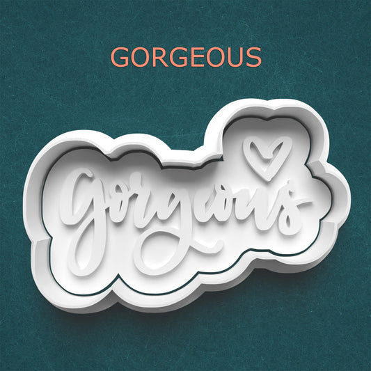 Gorgeous Cutter & Stamp – Stylish Phrase Cookie or Clay Design