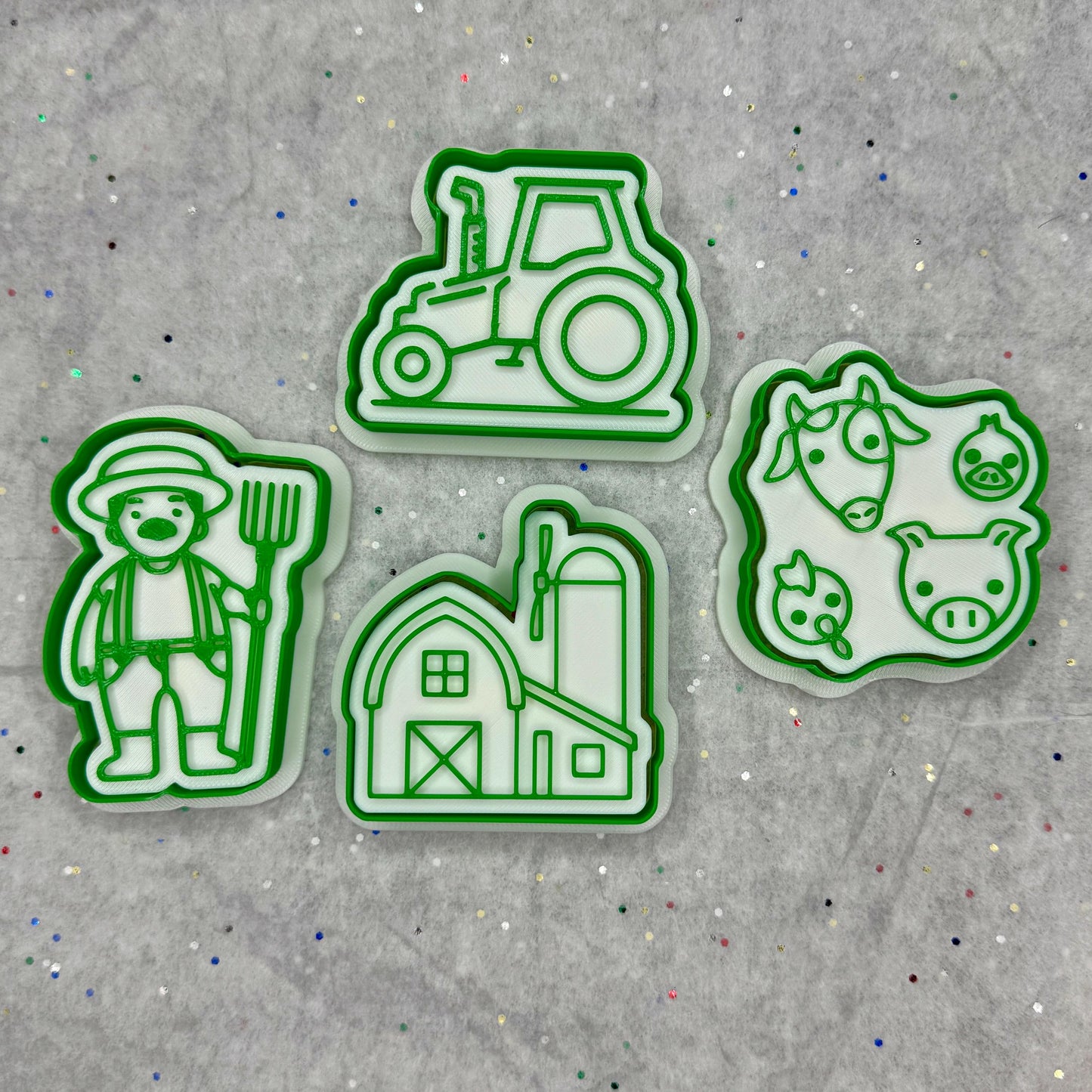 Farming Cookie Cutter Set – Barnyard Tractor, Farmer & Animals