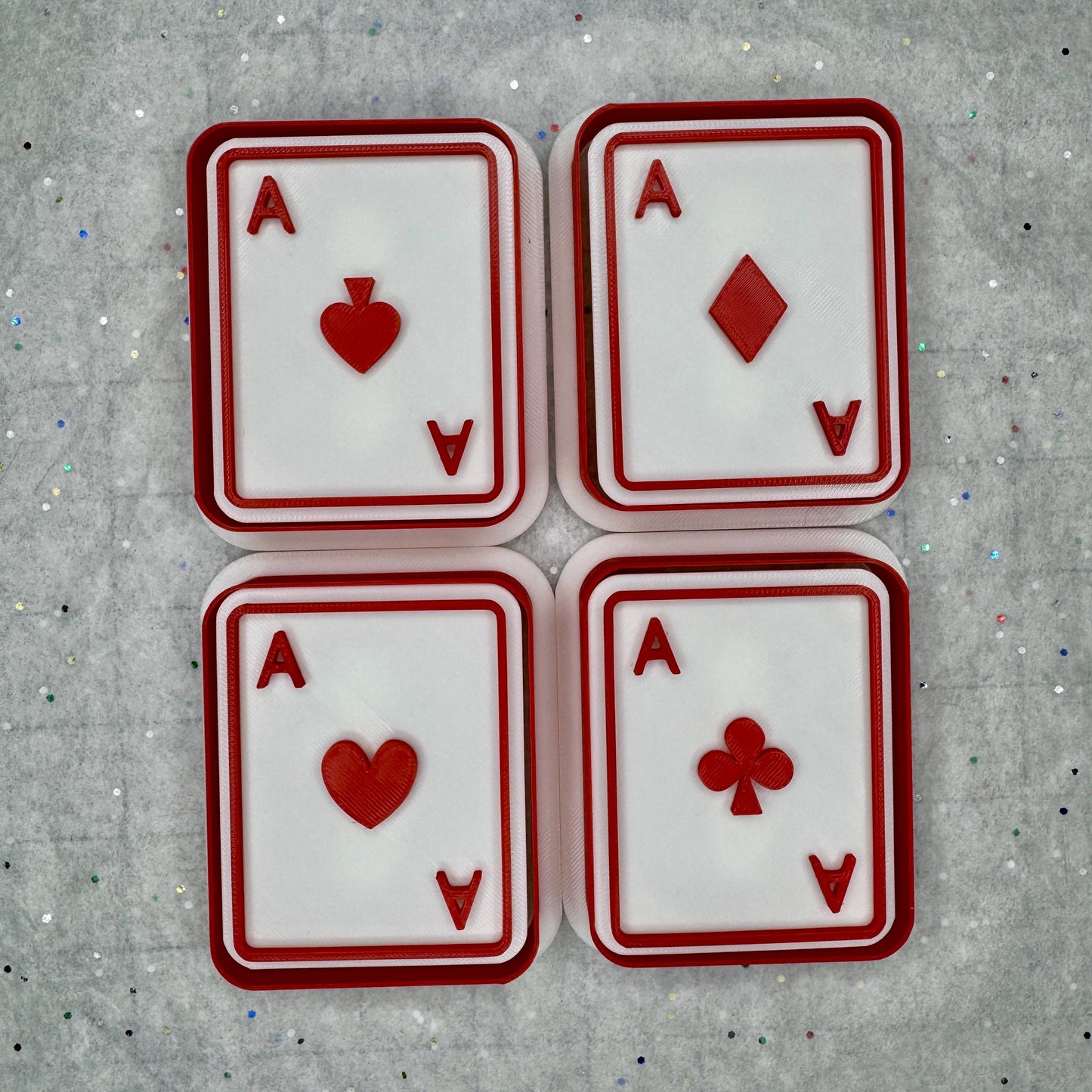 Playing Card Aces Cookie Cutter Set – Hearts, Spades, Clubs & Diamonds (Tiny to Large)