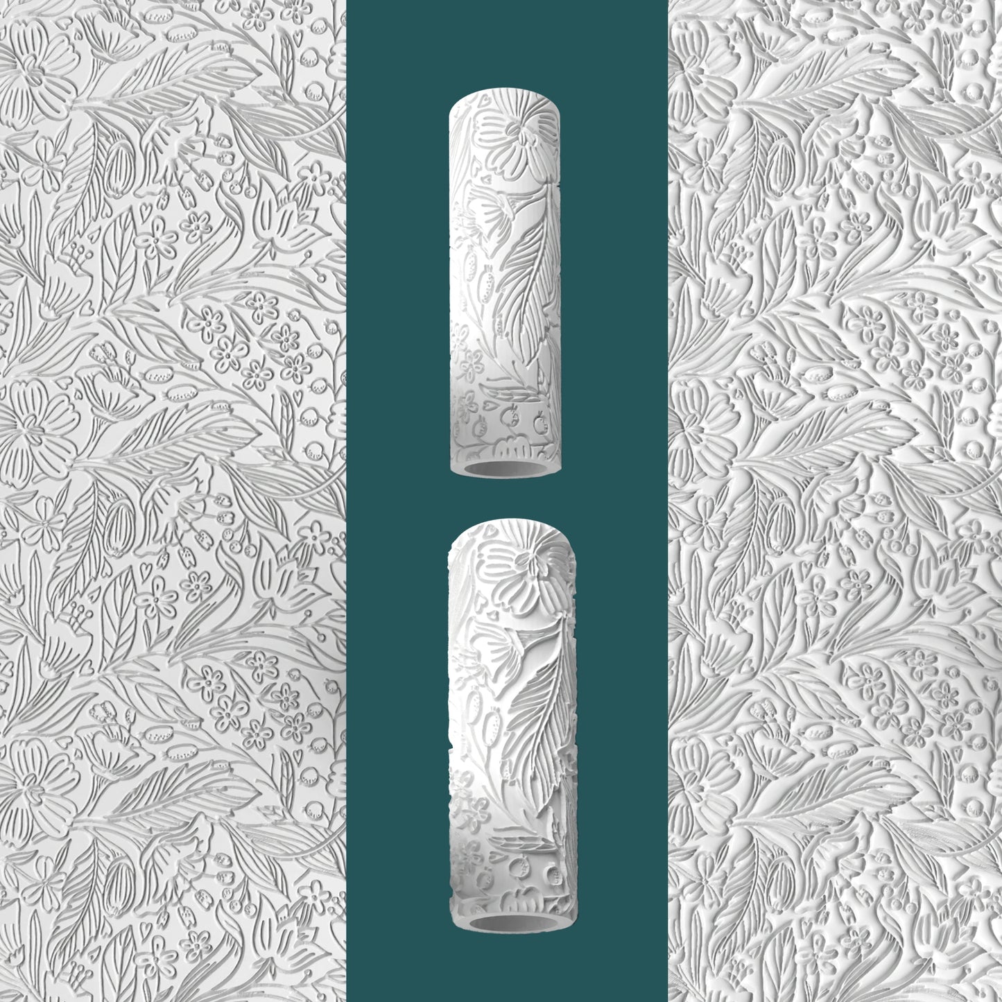 Floral Wallpaper Texture Roller – Embossed & Debossed for Clay, Fondant & Crafts