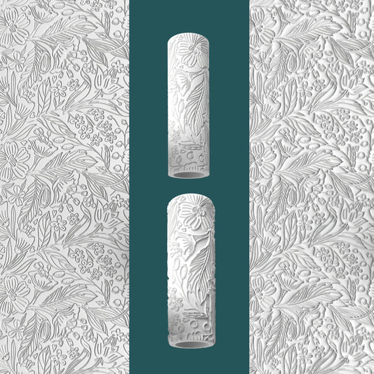 Floral Wallpaper Texture Roller – Embossed & Debossed for Clay, Fondant & Crafts