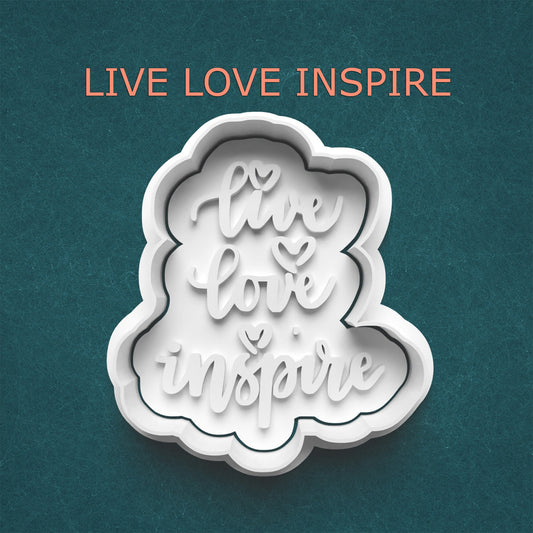 Live Love Inspire Cutter & Stamp – Motivational Phrase Cookie Design