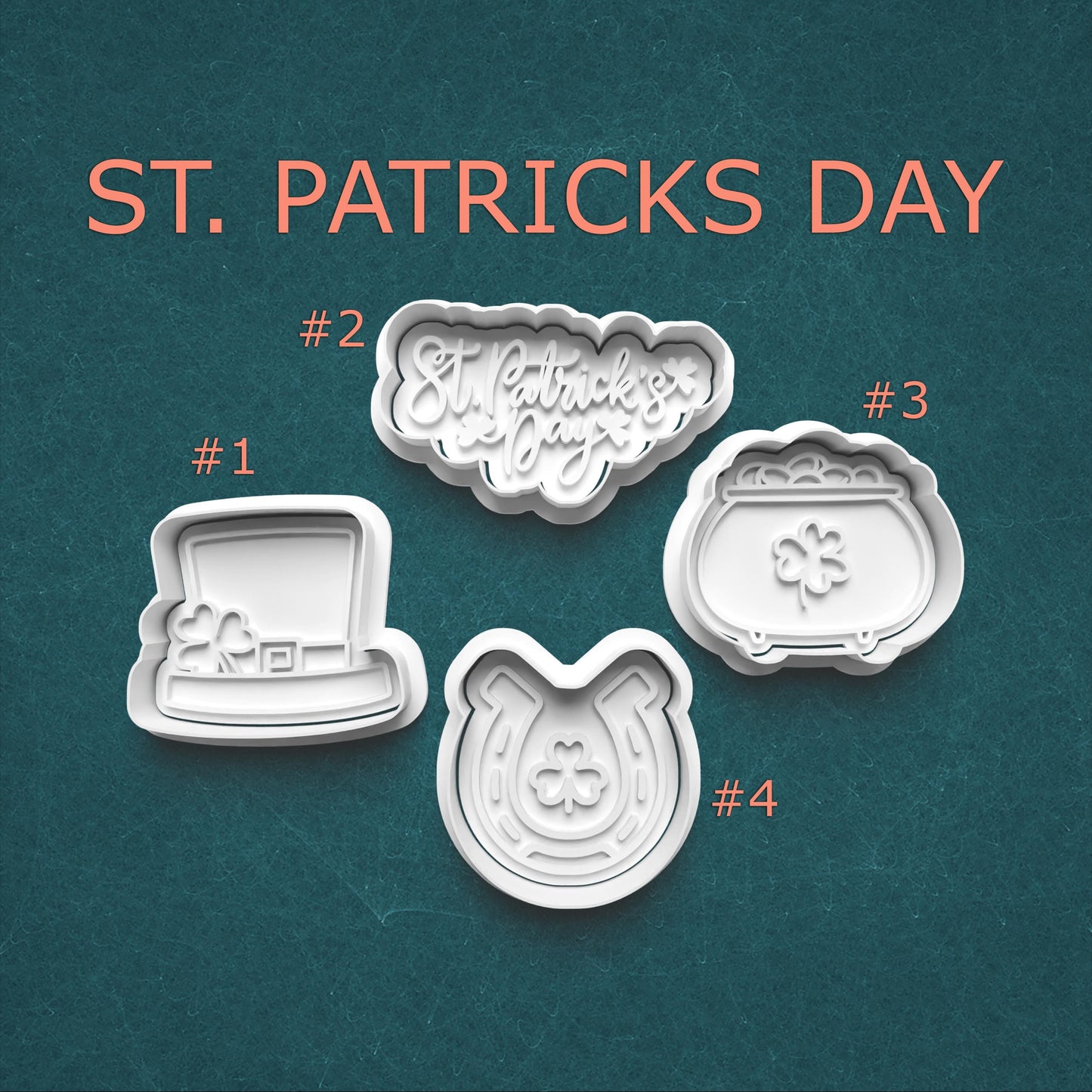 St. Patrick’s Day Cookie Cutter Set – Hat, Script, Pot, Horseshoe