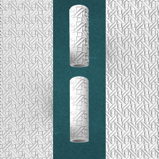 Retro Geometric Texture Roller – Embossed & Debossed Midcentury Pattern