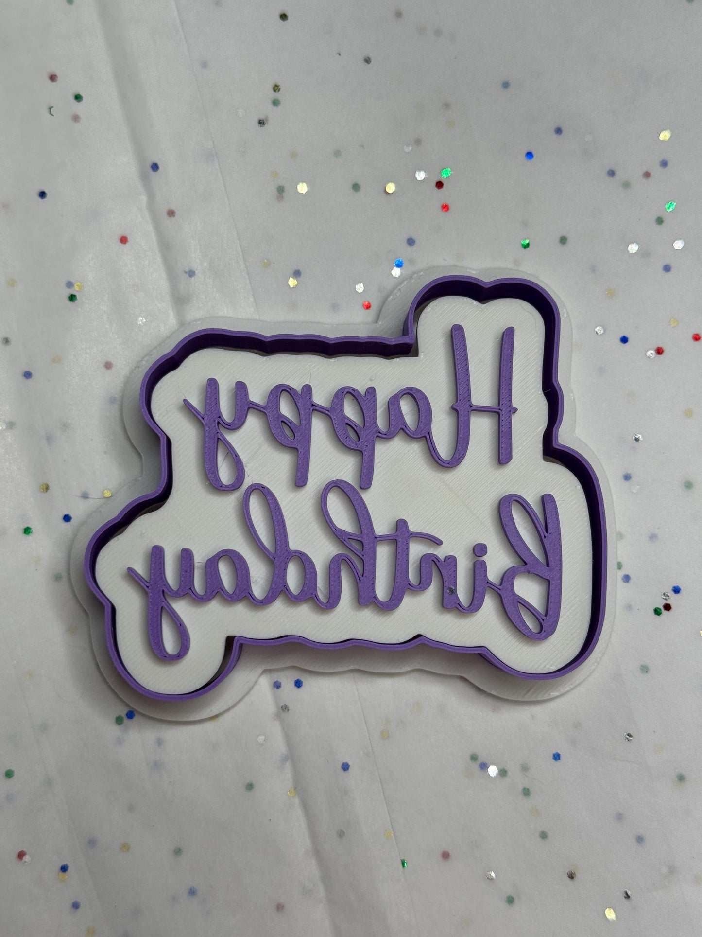 Happy Birthday Cutter & Stamp – Celebration Phrase Cookie Design