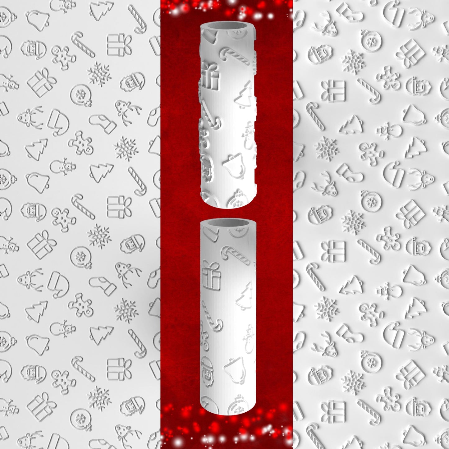 Classic Christmas Texture Roller – Holiday Icons in Embossed or Debossed Style
