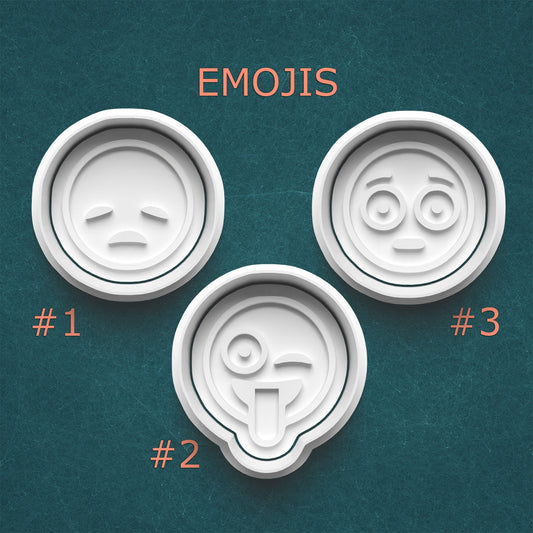 Emoji Cookie Cutters ~ Smiley Face Clay Cutters ~ Polymer Clay Cookie Cutters ~Wide Eyes ~ Sticking Tongue Out ~ Kitchen Gifts ~ Cookie Mold