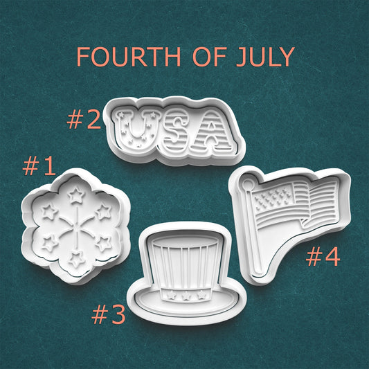 Fourth of July Cutters + Stamps ~ Patriotic Clay & Cookie Craft Set
