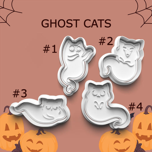 Ghost Cat Cookie Cutter Set – Spooky & Cute Halloween Feline Friends