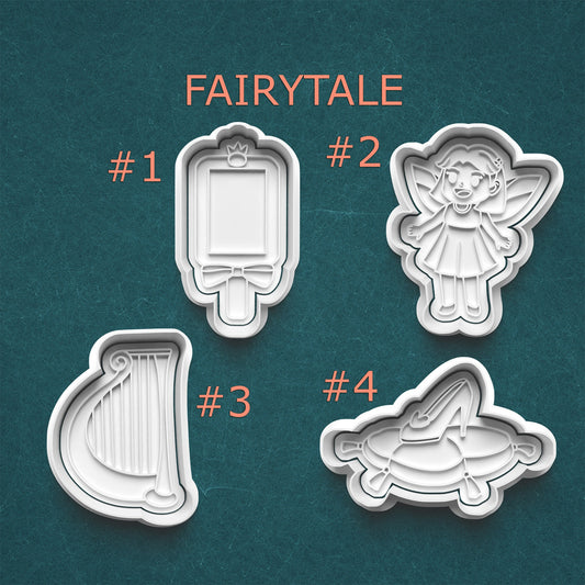 Fairytale Cookie Cutter Set – Fairy, Wand Mirror, Harp & Slipper (4-Pack)