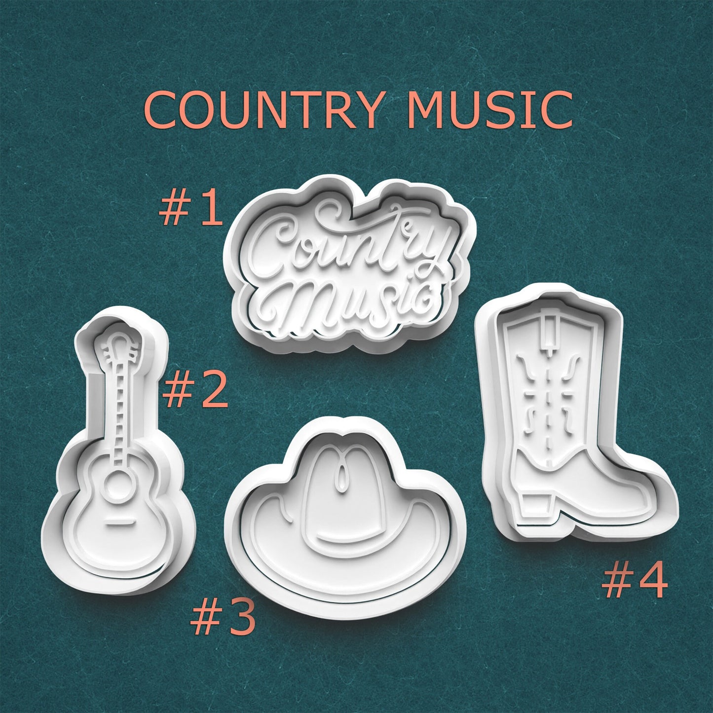 Country Music Cookie Cutter Set – Guitar, Hat, Boot & More for Western Bakers