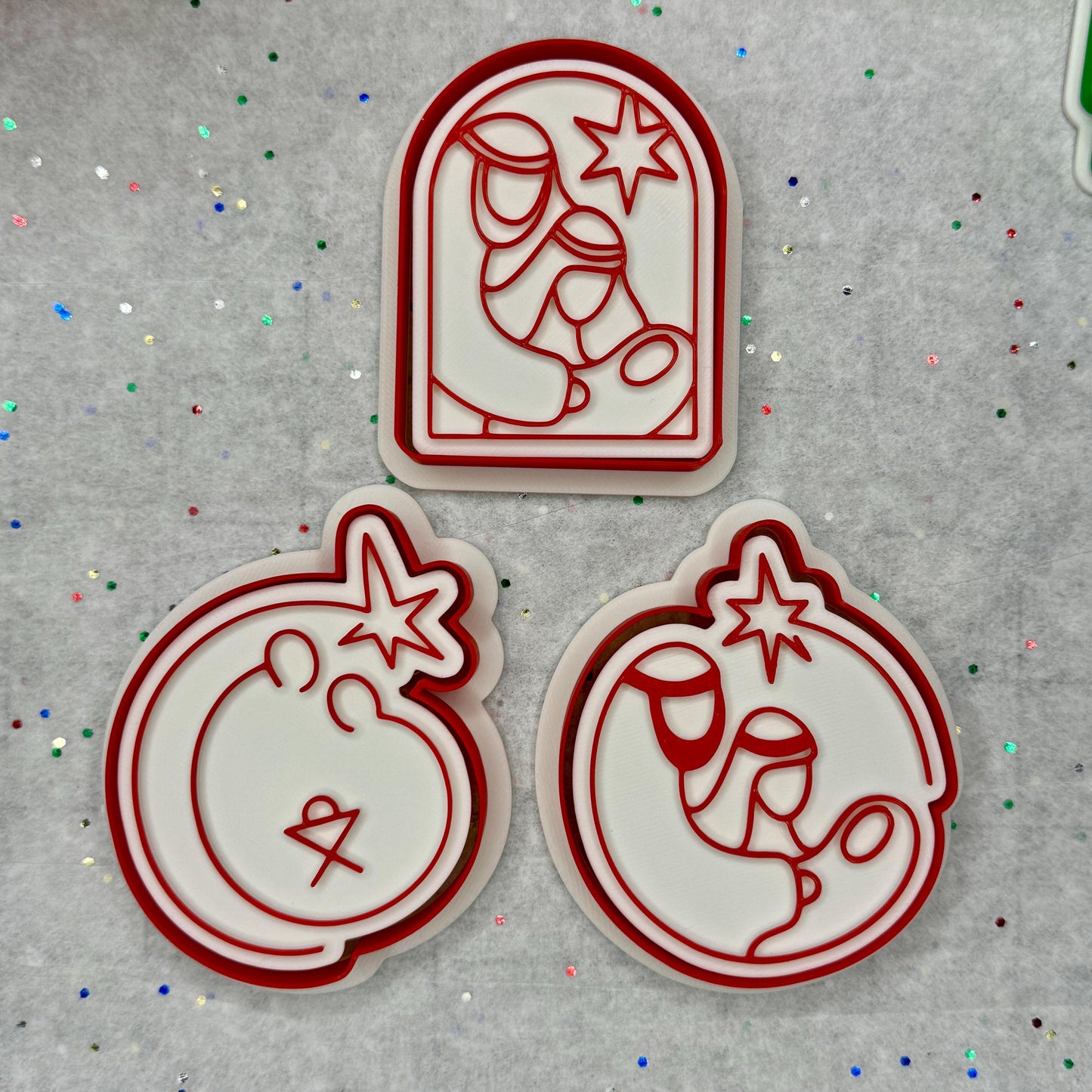Nativity Scene Cookie Cutters + Stamps ~ Christmas Clay Cutters for Baking & Crafts