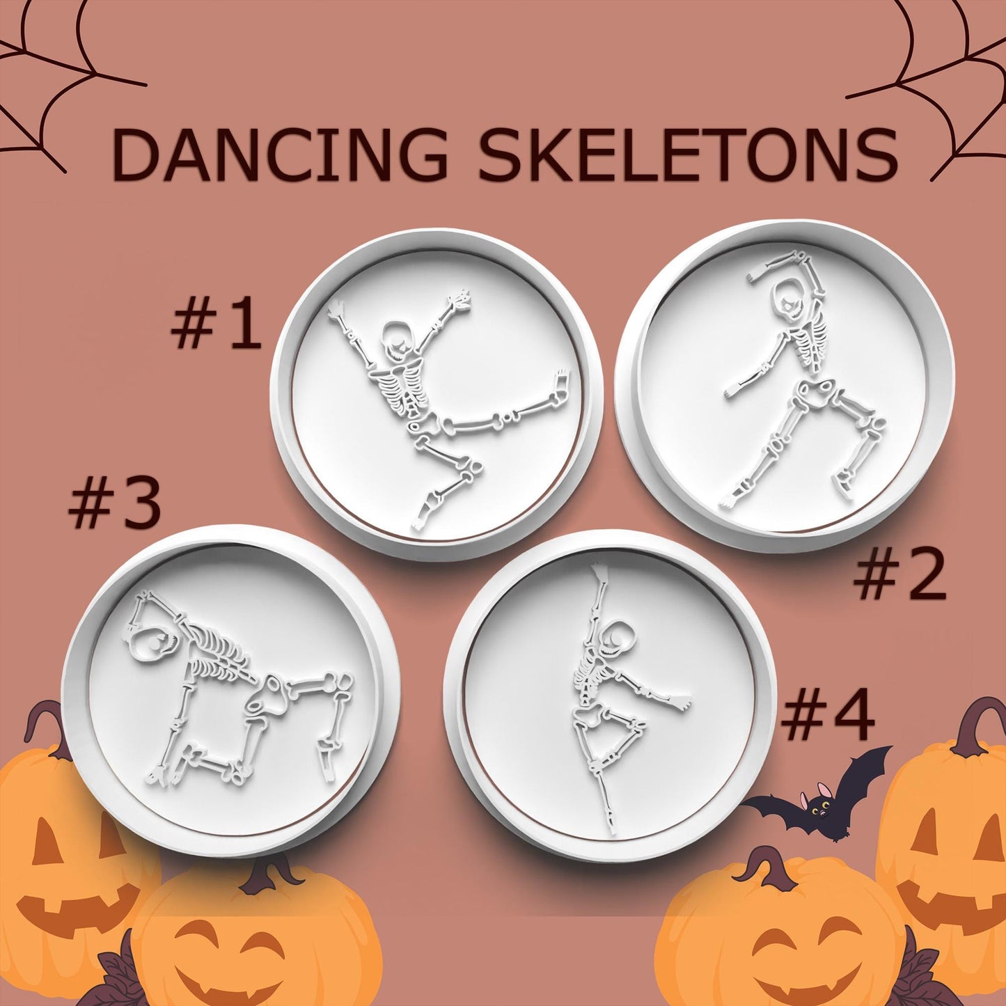 Dancing Skeleton Cookie Cutter & Stamp Set – 4 Styles Available