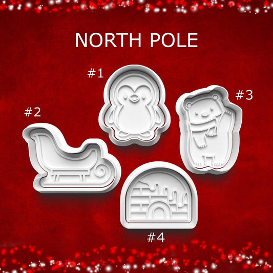 North Pole Cookie Cutter Set – Penguin, Sleigh, Polar Bear & Igloo