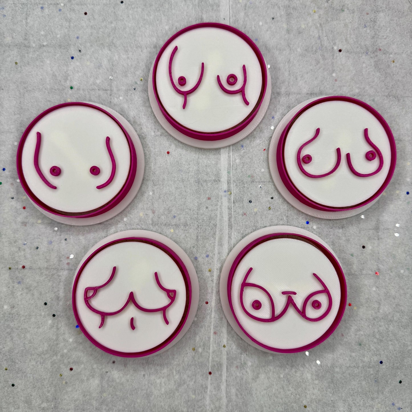 Breast Cookie Cutters (Set of 5) – Funny, Empowering, and Perfect for Bachelorette or Body Positivity Events