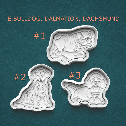 Dog Cookie Cutter Set – English Bulldog, Dalmatian & Dachshund