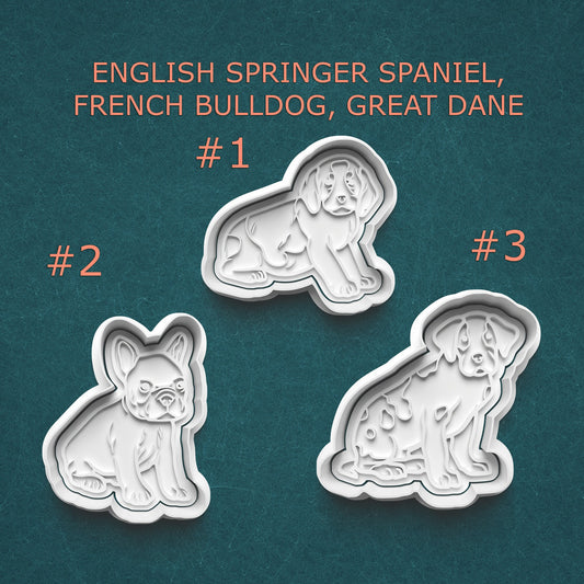 Dog Cookie Cutters – English Springer Spaniel, French Bulldog & Great Dane