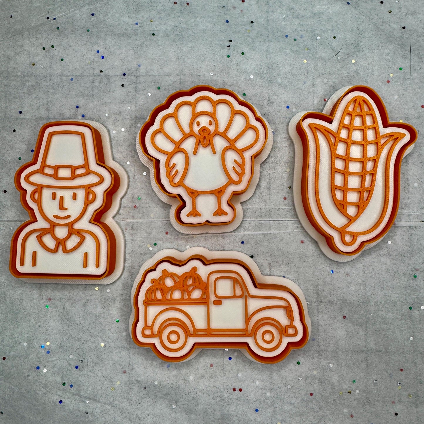 Thanksgiving Cookie Cutter Set – Turkey, Pilgrim, Corn, Harvest Truck