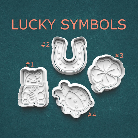 Lucky Symbols Cookie Cutter Set – Horseshoe, Clover, Lucky Cat & Ladybug
