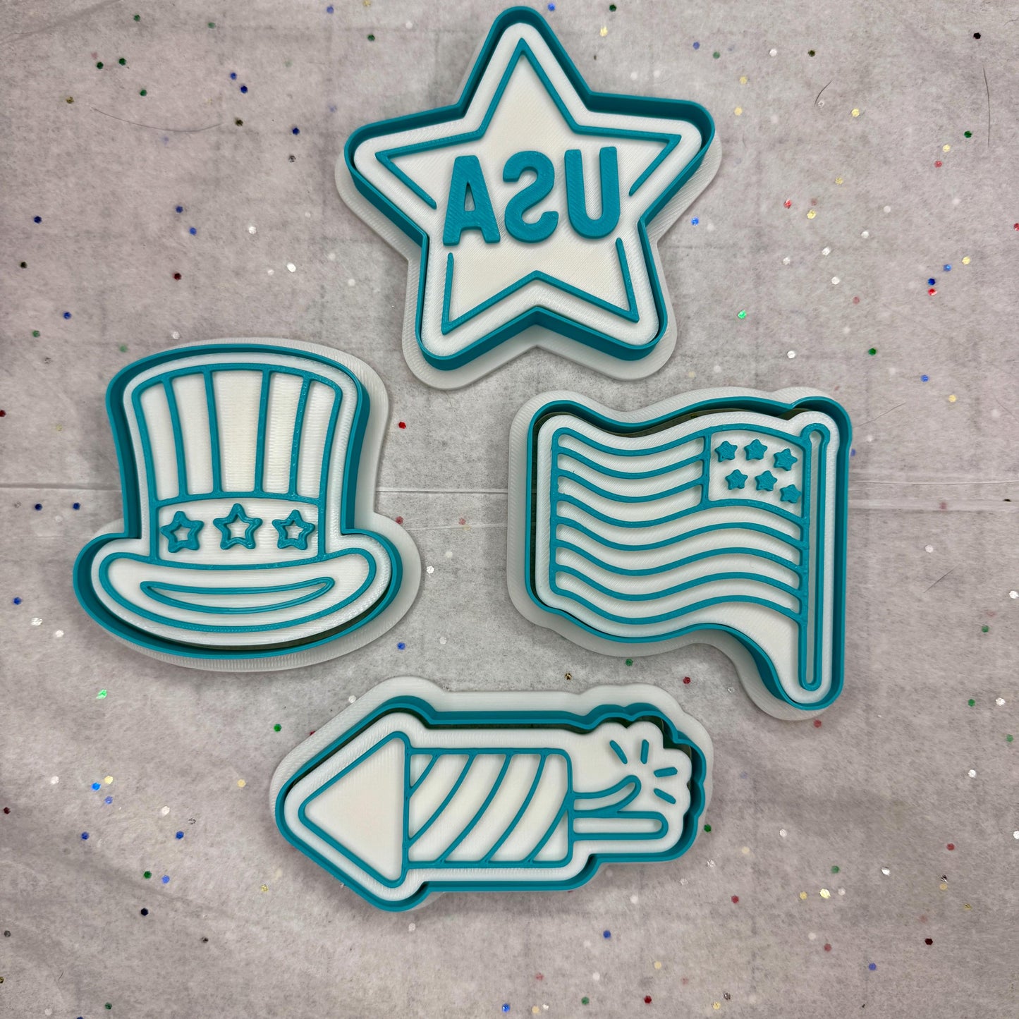 Fourth of July Cookie & Clay Cutter Set ~ USA, Rocket, Flag & Star