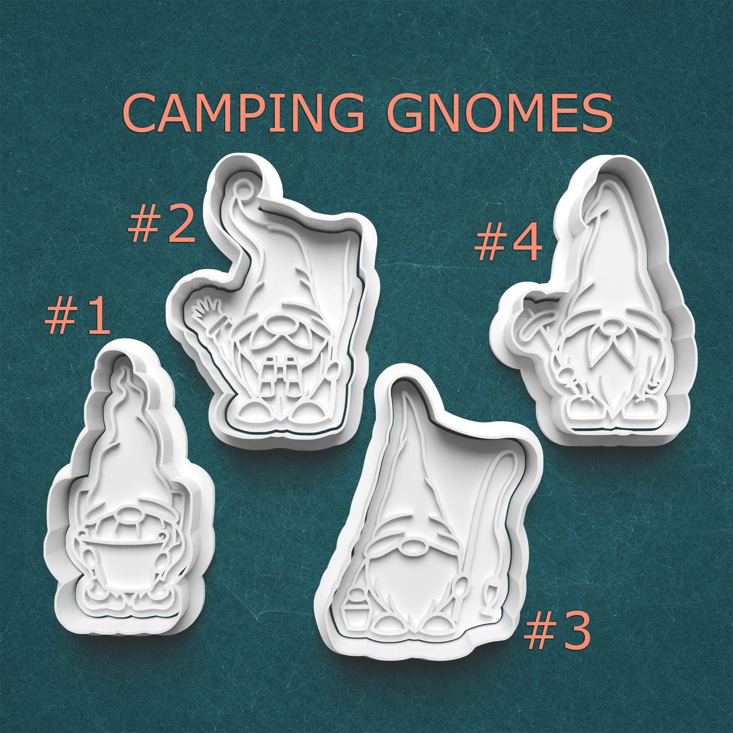 Camping Gnomes Cookie Cutter & Stamp Set – 4 Styles Available